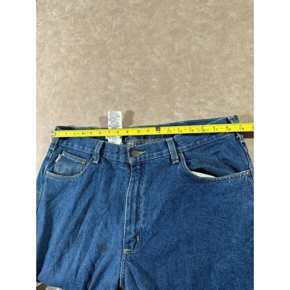 Carhartt Mens Relaxed B172 DST Denim Jeans Straight Leg Flannel Lined Blue 38x30 - Picture 9 of 11